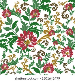 Motif ethnic ikat seamless textile illustration, embroidery, print striped ornament floral, pattern, design for wrapping, silk, scarf, background, textile, carpet, rug, texture, hand-draw