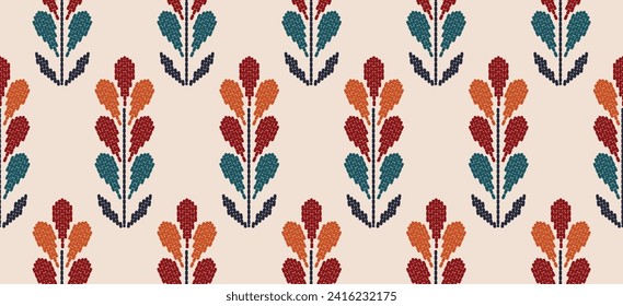 Motif ethnic pattern handmade border beautiful art. Ethnic leaf floral background art. folk embroidery  Mexican, Peruvian, Indian, Asia, Turkey Uzbek style. Embroidery pattern design hem skirt.