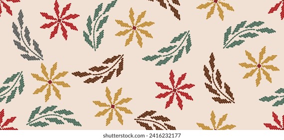 Motif ethnic pattern handmade border beautiful art. Ethnic leaf floral background art. folk embroidery  Mexican, Peruvian, Indian, Asia, Turkey Uzbek style. Embroidery pattern design hem skirt.