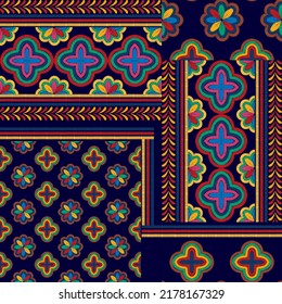 Motif ethnic textile seamless pattern design. Tribal boho native African American turkey traditional embroidery vector. Aztec fabric carpet mandala ornaments textile decorations wallpaper.