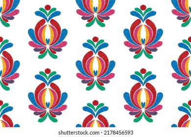 Motif ethnic textile seamless pattern design. Tribal boho native African American turkey traditional embroidery vector. Aztec fabric carpet mandala ornaments textile decorations wallpaper.