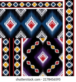 Motif ethnische Textilien nahtlose Muster Design. Stamm boho nativ afrikanischen amerikanischen Truthahn traditionellen Stickereivektor. Aztec Stoffteppich Mandala Ziergegenstände Stoffdekorationen Tapete.