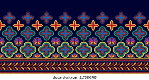 Motif ethnic textile seamless pattern design. Tribal boho native African American turkey traditional embroidery vector. Aztec fabric carpet mandala ornaments textile decorations wallpaper.