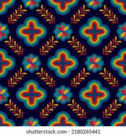 Motif ethnic textile seamless pattern design. Tribal boho native African American turkey traditional embroidery vector. Aztec fabric carpet mandala ornaments textile decorations wallpaper.