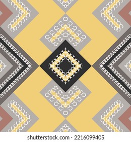 Motif Ethnic Tribal Ikkat Geometric Circular seamless kilim ikat pattern with grunge texture
