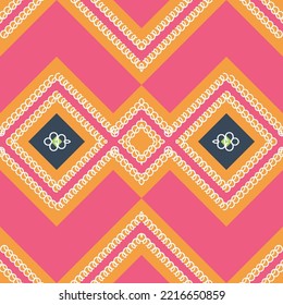 Motif Ethnic Tribal Ikkat Geometric Circular seamless kilim ikat pattern with grunge texture