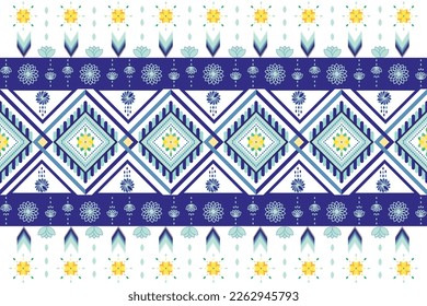 Motif floral geometric ethnic seamless pattern. Ikat boho folk embroidery style. Design for carpet, textile, clothing, fashion, wrapping, home decor, throw pillow, fabric. Traditional native. vector