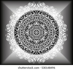 motif floral pattern mandala drawn with a pen. black and white. Tribal mandala pattern. Ethnic, fabric, motifs. Vector, abstract mandala flower. Decorative elements for design. EPS 10.