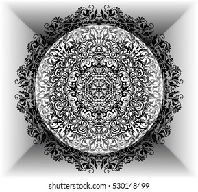 motif floral pattern mandala drawn with a pen. black and white. Tribal mandala pattern. Ethnic, fabric, motifs. Vector, abstract mandala flower. Decorative elements for design. EPS 10.