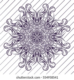 Motif floral pattern mandala drawn with a pen. blue and white. Tribal mandala pattern. Ethnic, fabric, motifs. Vector, abstract mandala flower. Decorative elements for design. EPS 10
