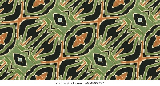 Motif folklore pattern Seamless Bandana print silk Motif embroidery, Ikat embroidery vector Design for Print tapestry floral kimono repeat pattern lacing spanish motif