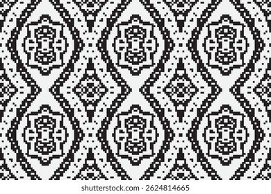 Motivo padrão de folclore Arquitetura Mughal sem costura Bordado de motivo, Pixel Ikat bordado vetor Design para impressão vyshyvanka placemat quilt sarong sarong praia kurtis Motivos indianos