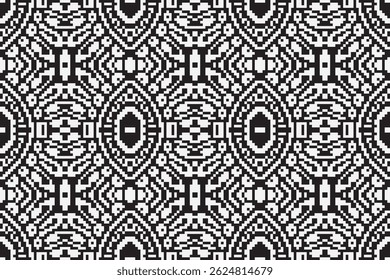 Padrão de folclore de motivos Arquitetura sem costura mogol Bordado de motivos, vetor de bordados Pixel Ikat Design para impressão de bordados de motivos de batik indonésio nativo americano kurta mughal design