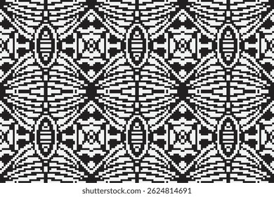 Padrão de folclore Motif Arquitetura Mughal sem costura Bordado de motif, vetor de bordado Pixel Ikat Design para impressão gravata tingimento fronha sambal puri kurti arquitetura mughal