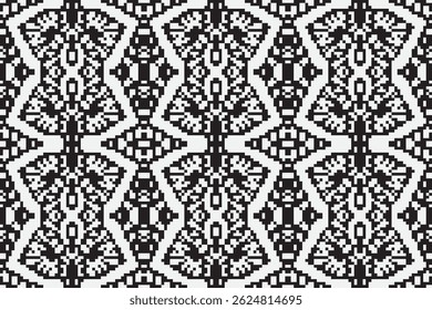 Padrão de folclore de motivos Arquitetura Mughal sem costura Bordado de motivos, vetor de bordados Pixel Ikat Design para impressão padrão kurta motivos mughal padrão de tapeçaria padrão floral repetir