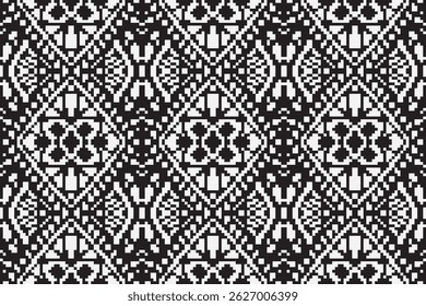 Padrão de folclore Motif Arquitetura Mughal sem costura Bordado de motif, vetor de bordado Pixel Ikat Design para impressão padrão de cortina australiana modelo de travesseiro geométrico flores kurti mughal