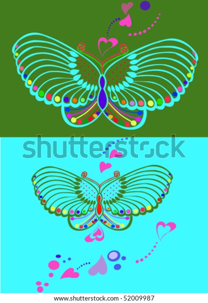 Motif Hearts Butterflies Stock Vector Royalty Free 52009987 Shutterstock 