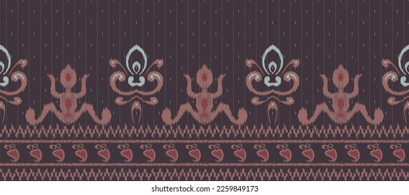 Motif Ikat floral paisley embroidery background. geometric ethnic oriental pattern traditional. Ikat Aztec style abstract vector illustration. design for print texture,fabric,saree,sari,carpet.