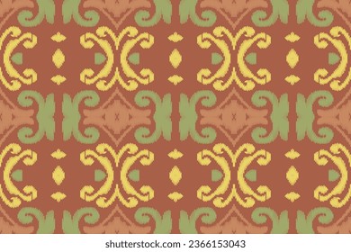 Motif Ikat Floral Paisley Embroidery Background. Ikat Texture Geometric Ethnic Oriental Pattern traditional.aztec Style Abstract Vector design for Texture,fabric,clothing,wrapping,sarong.