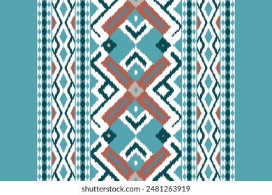 Motif Ikat Floral Paisley Embroidery Background. Ikat Damask Geometric Ethnic Oriental Pattern traditional.aztec Style Abstract Vector illustration.design Texture,fabric,clothing,wrapping,sarong.