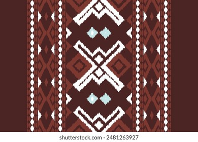 Motif Ikat Floral Paisley Embroidery Background. Ikat Triangle Geometric Ethnic Oriental Pattern traditional.aztec Style Abstract Vector design for Texture,fabric,clothing,wrapping,sarong.