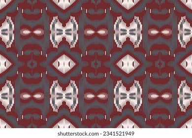 Motif Ikat Paisley Embroidery Background. Ikat Print Geometric Ethnic Oriental Pattern traditional.aztec Style Abstract Vector illustration.design for Texture,fabric,clothing,wrapping,sarong.