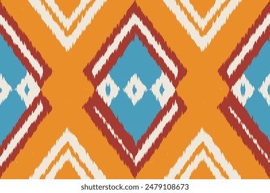 Motif Ikat Paisley Embroidery Background. Ikat Flowers Geometric Ethnic Oriental Pattern traditional.aztec Style Abstract Vector illustration.design for Texture,fabric,clothing,wrapping,sarong.