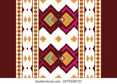 Motif Ikat Paisley Embroidery Background. Ikat Fabric Geometric Ethnic Oriental Pattern traditional.aztec Style Abstract Vector illustration.design for Texture,fabric,clothing,wrapping,sarong.