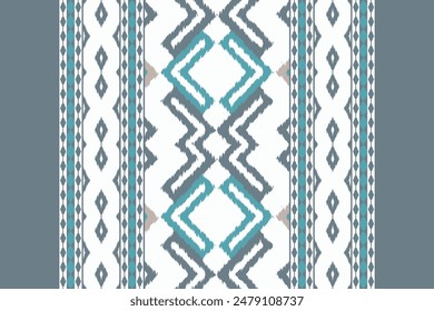 Ikat Paisley Fondo de bordado. Ikat Rayas Geométricas Étnico Oriental Patrón tradicional. Estilo azteca Ilustración vectorial Abstractas. diseño para Textura, tela, ropa, envoltura, sarong.