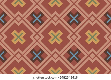 Motif Ikat Paisley Embroidery Background. Ikat Flowers Geometric Ethnic Oriental Pattern traditional.aztec Style Abstract Vector illustration.design for Texture,fabric,clothing,wrapping,sarong.