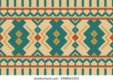 Motif Ikat Paisley Embroidery Background. Ikat Design Geometric Ethnic Oriental Pattern traditional.aztec Style Abstract Vector illustration.design for Texture,fabric,clothing,wrapping,sarong.