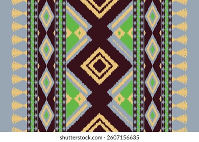 Motif Ikat Paisley Embroidery Background. Ikat Flowers Geometric Ethnic Oriental Pattern traditional.aztec Style Abstract Vector illustration.design for Texture,fabric,clothing,wrapping,sarong.