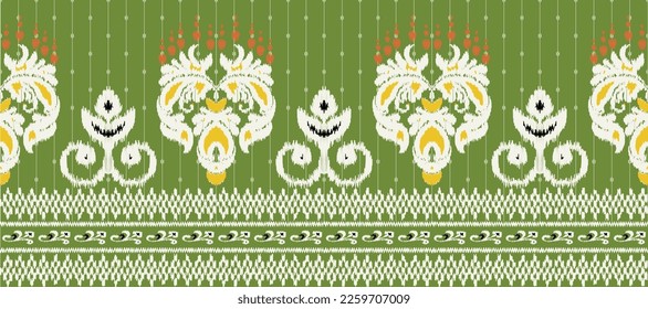 Motif Ikat seamless Pattern embroidery background. geometric ethnic oriental pattern traditional. Ikat Aztec style abstract vector illustration. design for print texture,fabric,saree,sari,carpet.