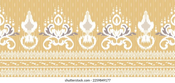 Motif Ikat seamless Pattern embroidery background. geometric ethnic oriental pattern traditional. Ikat Aztec style abstract vector illustration. design for print texture,fabric,saree,sari,carpet.
