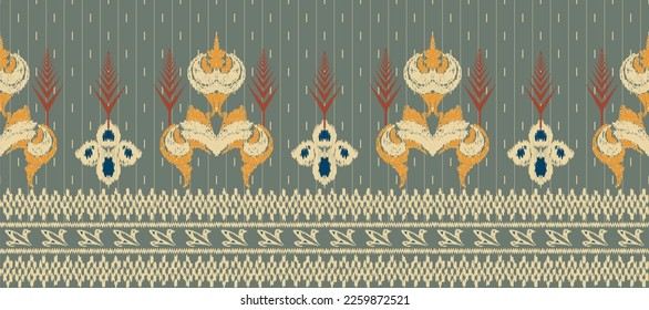 Motif Ikat seamless Pattern embroidery background. geometric ethnic oriental pattern traditional. Ikat Aztec style abstract vector illustration. design for print texture,fabric,saree,sari,carpet.