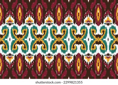 Motif Ikat fondo de bordado sin fisuras del patrón. patrón geométrico étnico oriental tradicional. Ikat Estilo Azteca ilustración abstracta de vector. diseño para textura de impresión, tela, sari, alfombra.
