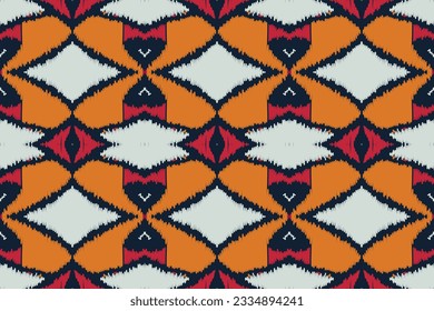 Motif Ikat Fondo De Bordado De Patrón Sin Marea. Patrón oriental geométrico de tejido de Ikat tradicional. Diseño abstracto de estilo azteca Ikat para textura impresa, tela, sari, alfombra.