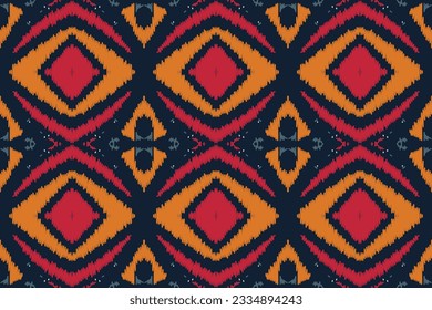 Motif Ikat Fondo De Bordado De Patrón Sin Marea. Patrón oriental geométrico floral Ikat tradicional. Diseño abstracto de estilo azteca Ikat para textura impresa, tela, sari, alfombra.
