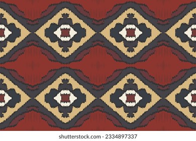 Motif Ikat Seamless Pattern Embroidery Background. Ikat Flower Geometric Ethnic Oriental Pattern Traditional. Ikat Aztec Style Abstract Design for Print Texture,fabric,saree,sari,carpet.
