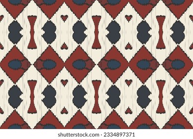 Motif Ikat Seamless Pattern Embroidery Background. Ikat Chevron Geometric Ethnic Oriental Pattern traditional.aztec Style Abstract Vector design for Texture,fabric,clothing,wrapping,sarong.