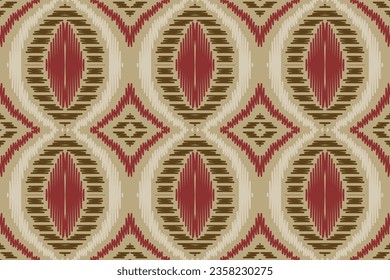 Motif Ikat Seamless Pattern Embroidery Background. Ikat Texture Geometric Ethnic Oriental Pattern traditional.aztec Style Abstract Vector design for Texture,fabric,clothing,wrapping,sarong.