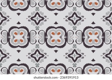 Motif Ikat Seamless Pattern Embroidery Background. Ikat Print Geometric Ethnic Oriental Pattern Traditional. Ikat Aztec Style Abstract Design for Print Texture,fabric,saree,sari,carpet.