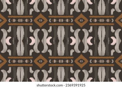Motif Ikat Fondo De Bordado De Patrón Sin Marea. Patrón oriental geométrico del marco de Ikat tradicional. Diseño abstracto de estilo azteca Ikat para textura impresa, tela, sari, alfombra.