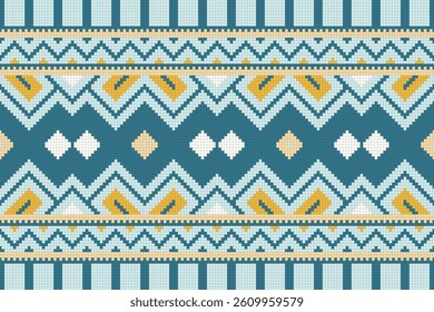 Motif Ikat Seamless Pattern Embroidery Background. Ikat Design Geometric Ethnic Oriental Pattern Traditional. Ikat Aztec Style Abstract Design for Print Texture,fabric,saree,sari,carpet.
