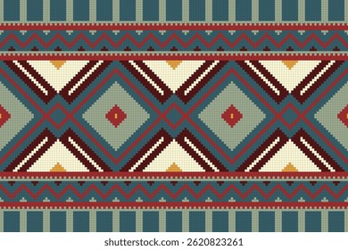 Motif Ikat Seamless Pattern Embroidery Background. Ikat Patterns Geometric Ethnic Oriental Pattern Traditional. Ikat Aztec Style Abstract Design for Print Texture,fabric,saree,sari,carpet.