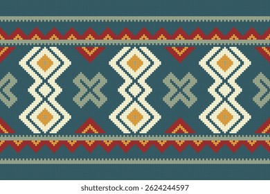 Motif Ikat Seamless Pattern Embroidery Background. Ikat Triangle Geometric Ethnic Oriental Pattern Traditional. Ikat Aztec Style Abstract Design for Print Texture,fabric,saree,sari,carpet.