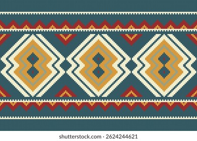 Motif Ikat Seamless Pattern Embroidery Background. Ikat Texture Geometric Ethnic Oriental Pattern Traditional. Ikat Aztec Style Abstract Design for Print Texture,fabric,saree,sari,carpet.