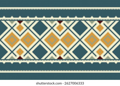 Motif Ikat Seamless Pattern Embroidery Background. Ikat Vector Geometric Ethnic Oriental Pattern Traditional. Ikat Aztec Style Abstract Design for Print Texture,fabric,saree,sari,carpet.