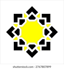 Motif Islam geometric vector merupakan desain ornamen berbasis matematika (lingkaran, persegi, poligon, bintang) yang saling bertautan dan diulang secara sistematis.