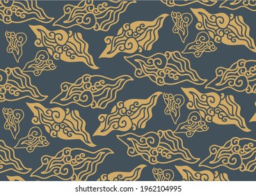 Motif Mega Mendung, batik motif typical of West Java Indonesia, curved line pattern with cloud objects, with developments and various artistic colors svg